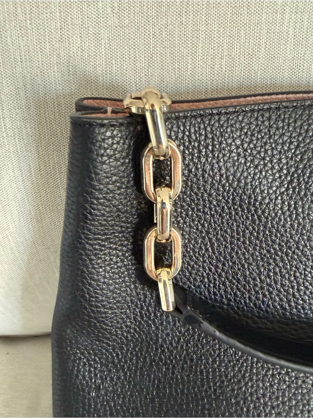 kate spade Black Pebbled Leather Shoulder Bag with Gold Hardware